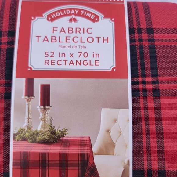 Holiday Time Buffalo Plaid Red & Black Fabric Tablecloth - 52" x 70" Rectangle - Picture 5 of 9